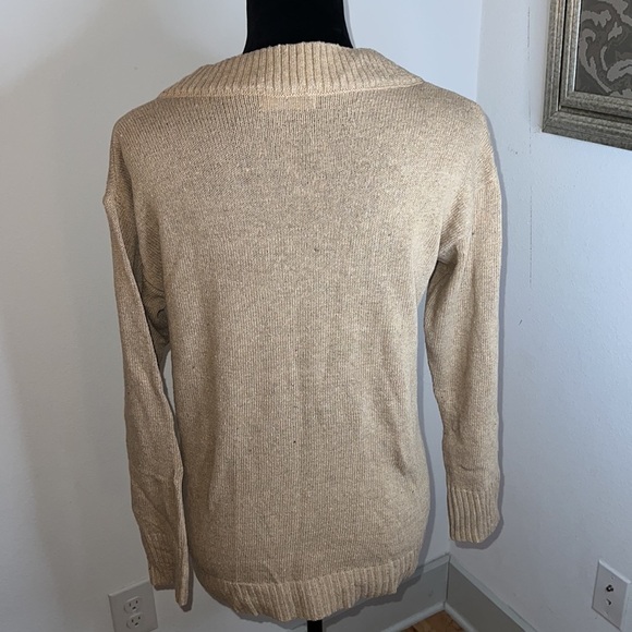 Goodnight Macaroon Sz S tan V neck long sleeves tan sweater - Picture 3 of 5